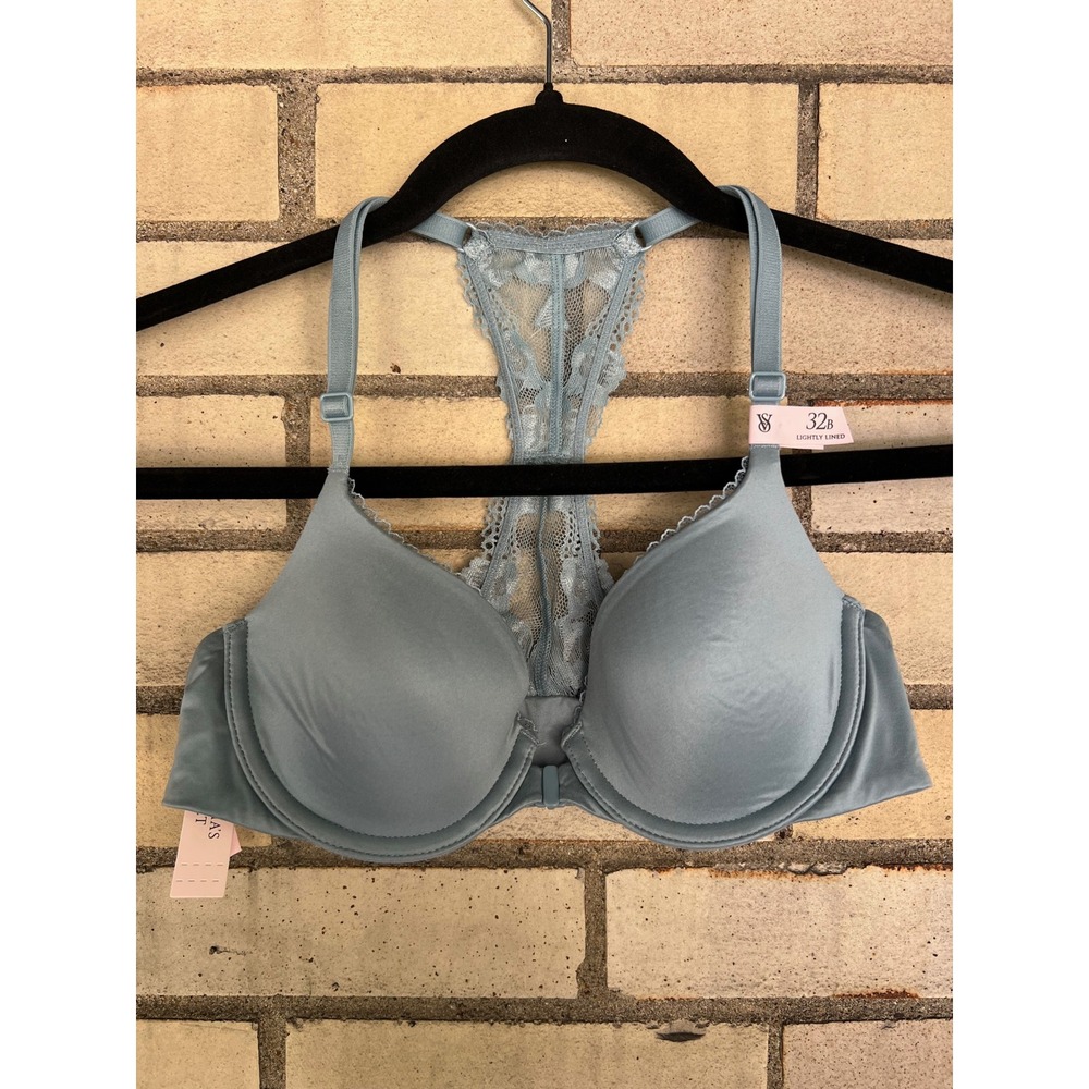 Victoria's Secret Body By Victoria Lined Demi Bra Blue Lace Size 32B NWT